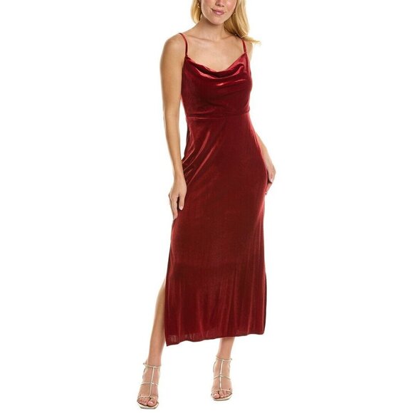 Taylor Stretch Velvet Maxi Dress Size 6 Paprika Slip Dress Draped Neck New - Picture 1 of 12